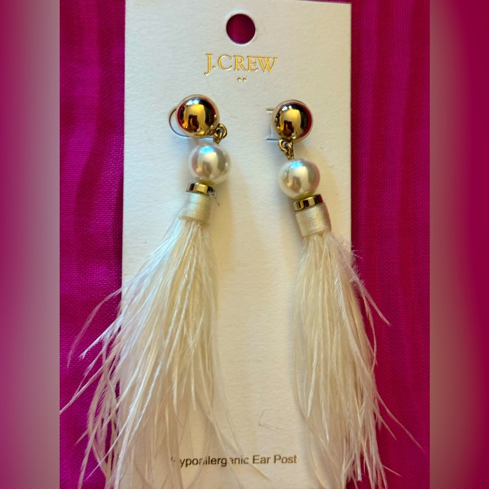 J. Crew Feather Earrings NWT